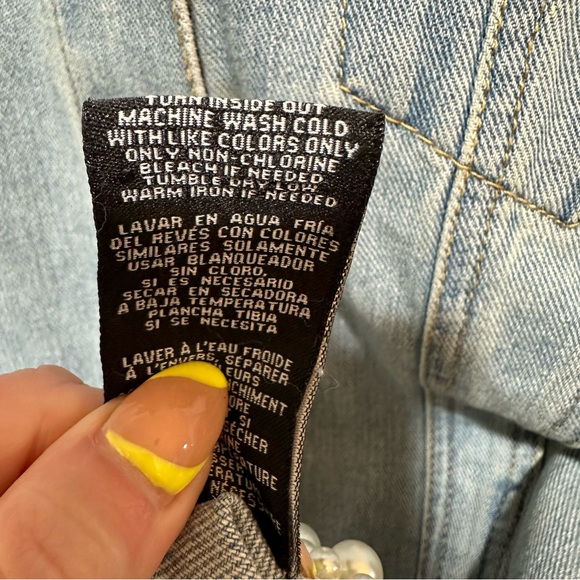 ONE 5 ONE Pearl Embellished Denim Jacket - Picture 7 of 12